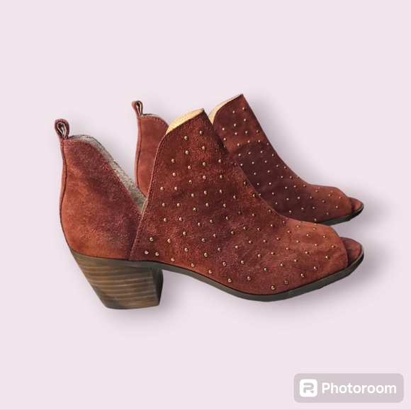 Lucky Brand Barlenna Studded Peep Toe Booties Size 8.5 - Picture 3 of 7